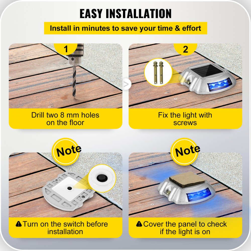 4-Pack Solar Driveway Pathway Lights Security Blue Light Garden Road 6 LED