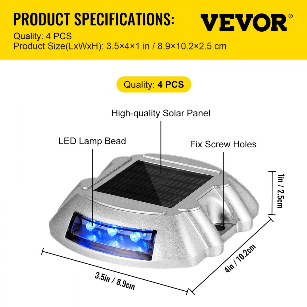 4-Pack Solar Driveway Pathway Lights Security Blue Light Garden Road 6 LED