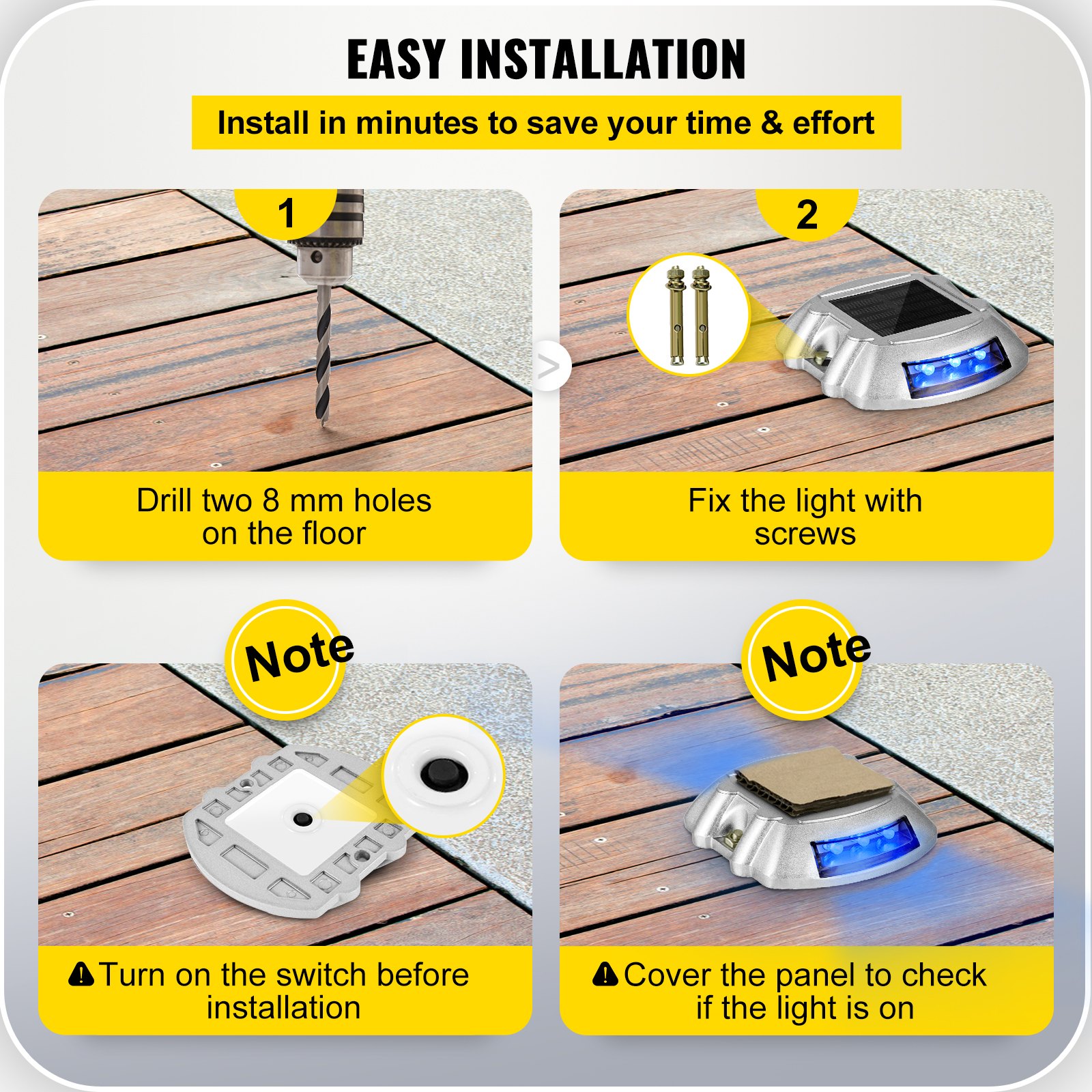 4-Pack Solar Driveway Pathway Lights Security Blue Light Garden Road 6 LED