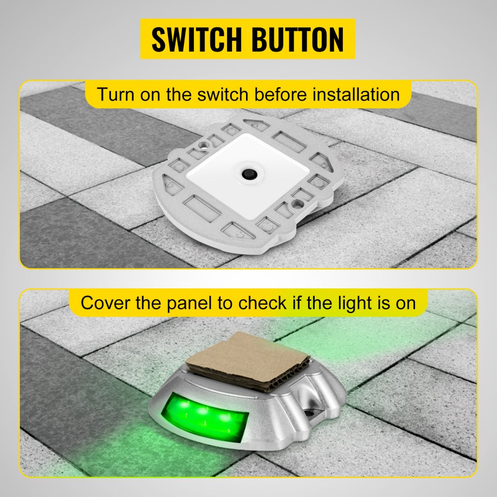 VEVOR Solar Driveway Lights 4-Pack LED Pathway Lights Dock Path Step Road Green