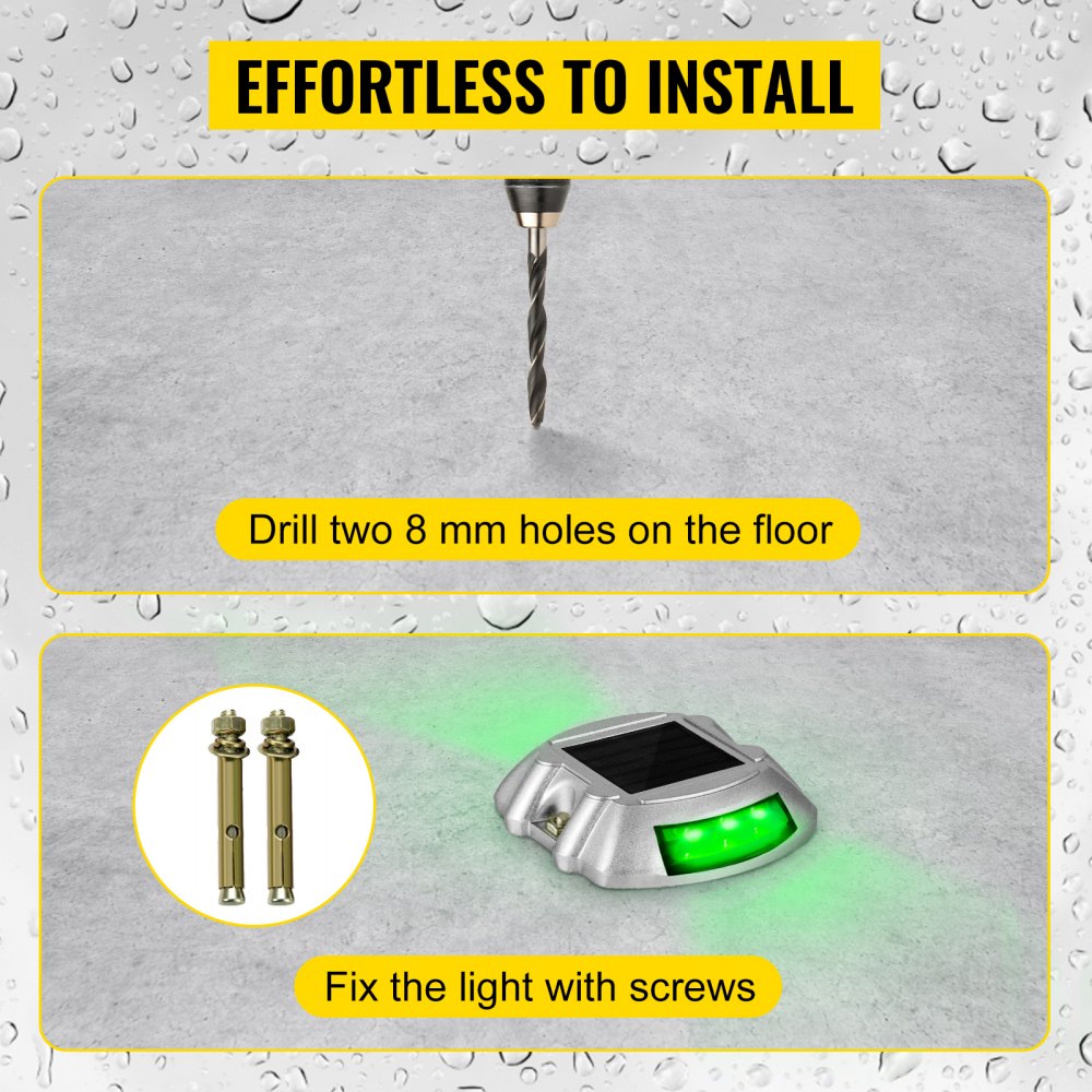 VEVOR Solar Driveway Lights 4-Pack LED Pathway Lights Dock Path Step Road Green