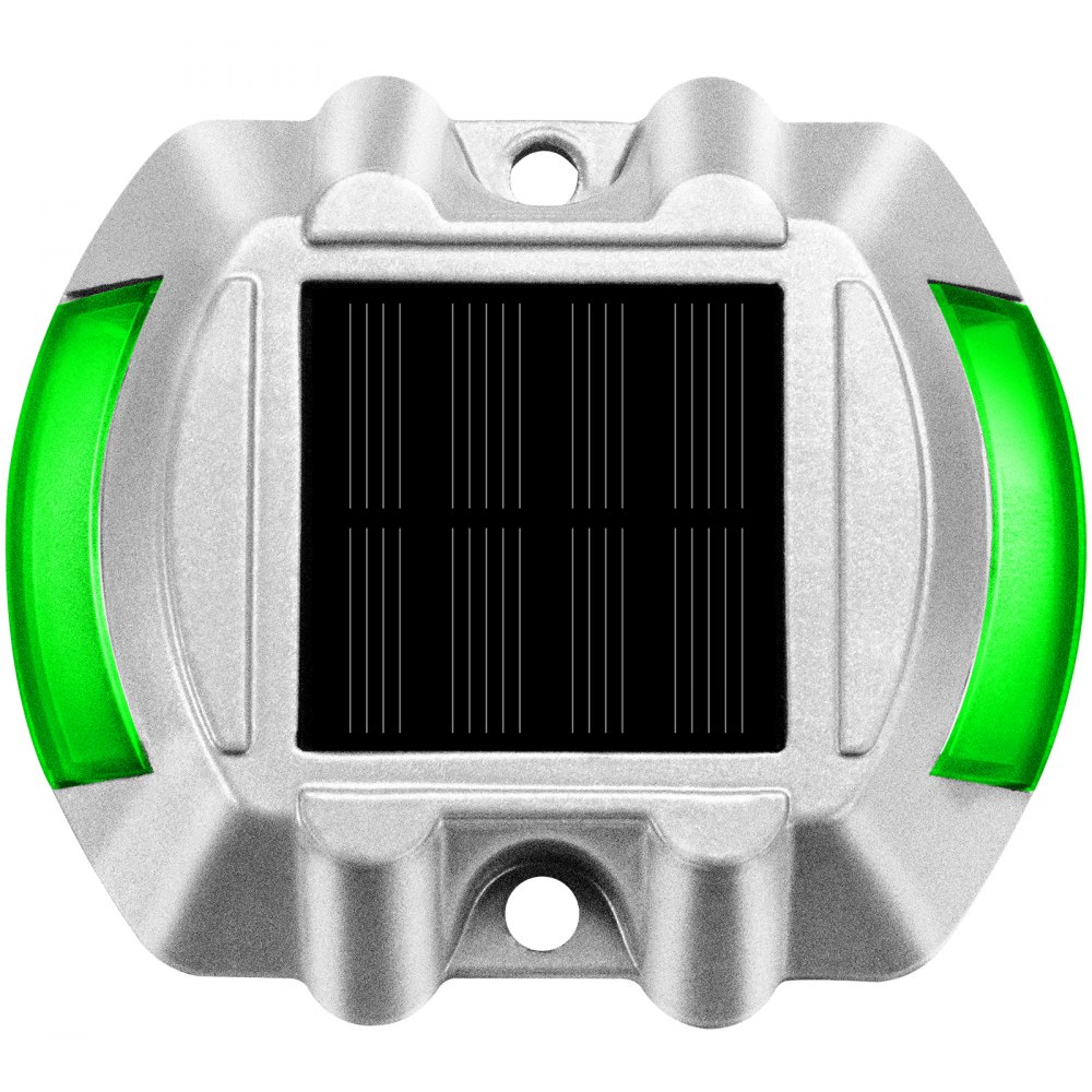 Luces de entrada Vevor, paquete de 4 luces solares para entrada con interruptor, luces solares para terraza, impermeables, luces de muelle inalámbricas, 6 LED para advertencia de caminos, jardín, pasarelas, aceras, escalones, LED verde brillante