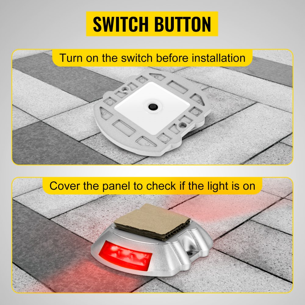 4-Pack Solar Driveway Lights Power LED Lamp Road Stud Path Step Dock Outdoor Red