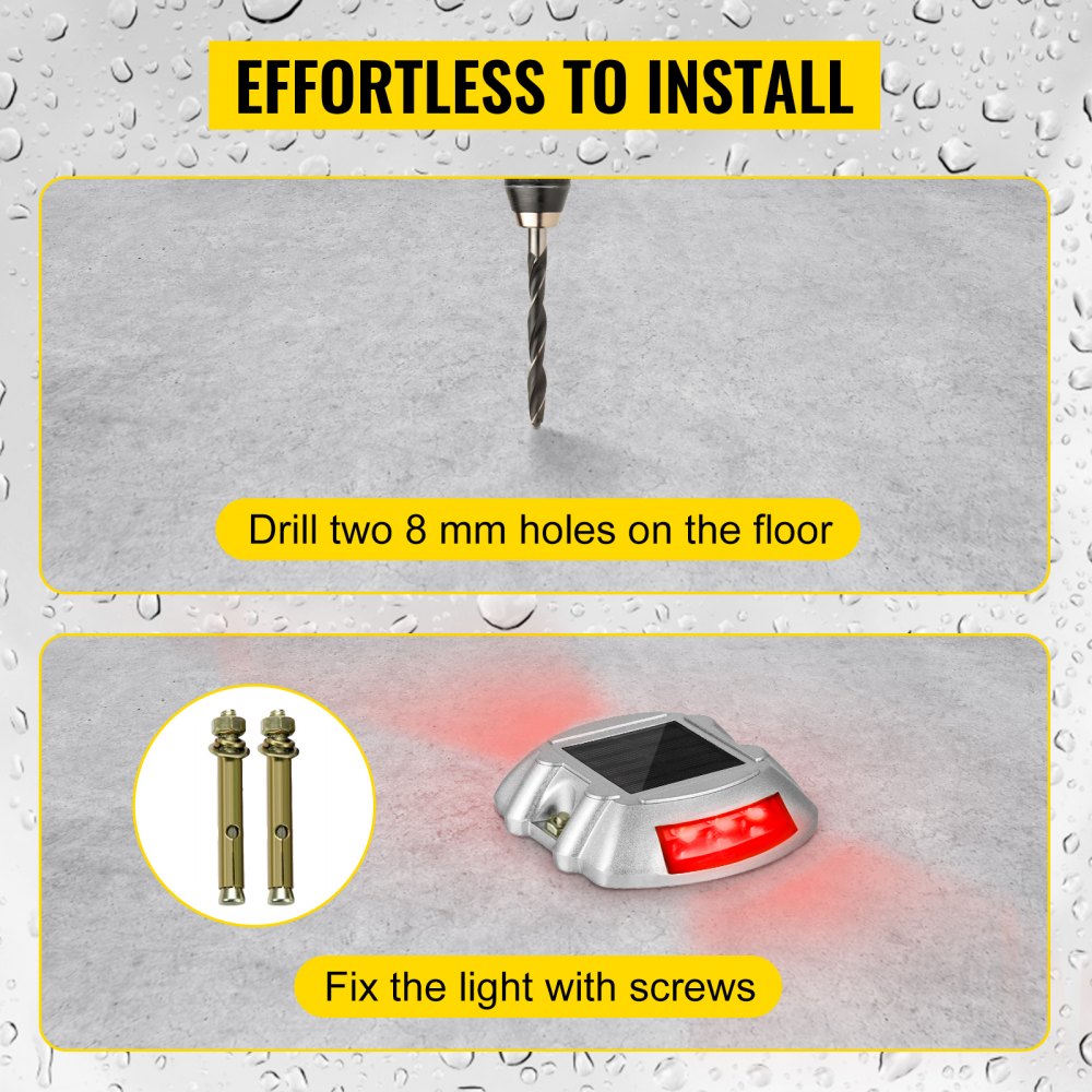 4-Pack Solar Driveway Lights Power LED Lamp Road Stud Path Step Dock Outdoor Red