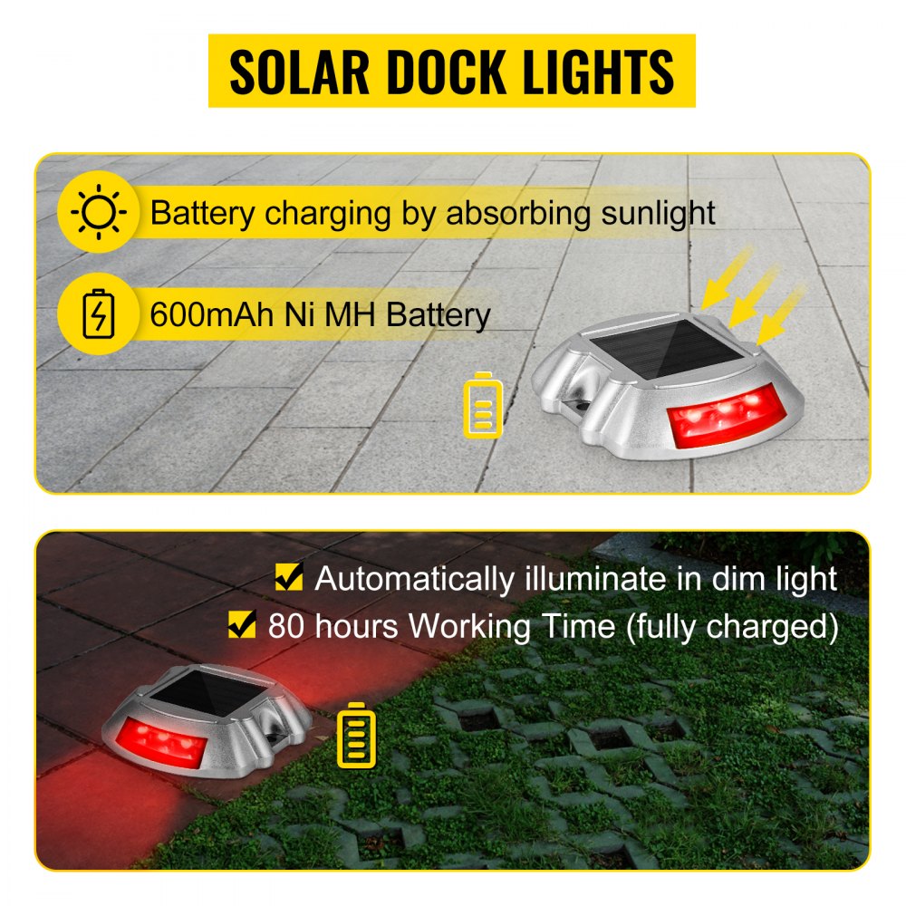 4-Pack Solar Driveway Lights Power LED Lamp Road Stud Path Step Dock Outdoor Red