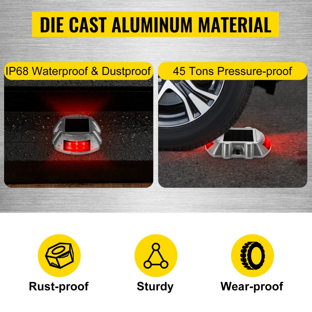 4-Pack Solar Driveway Lights Power LED Lamp Road Stud Path Step Dock Outdoor Red