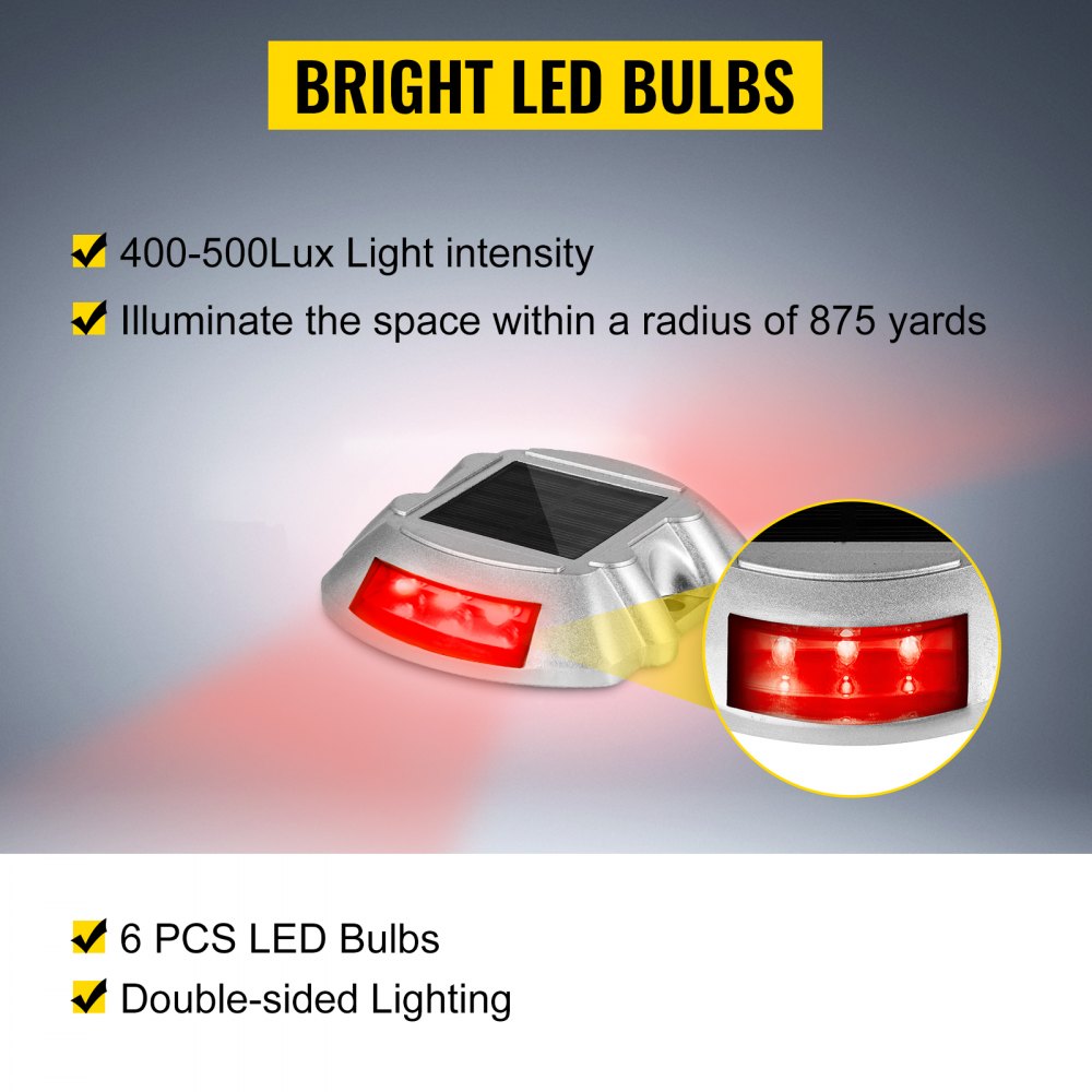 4-Pack Solar Driveway Lights Power LED Lamp Road Stud Path Step Dock Outdoor Red