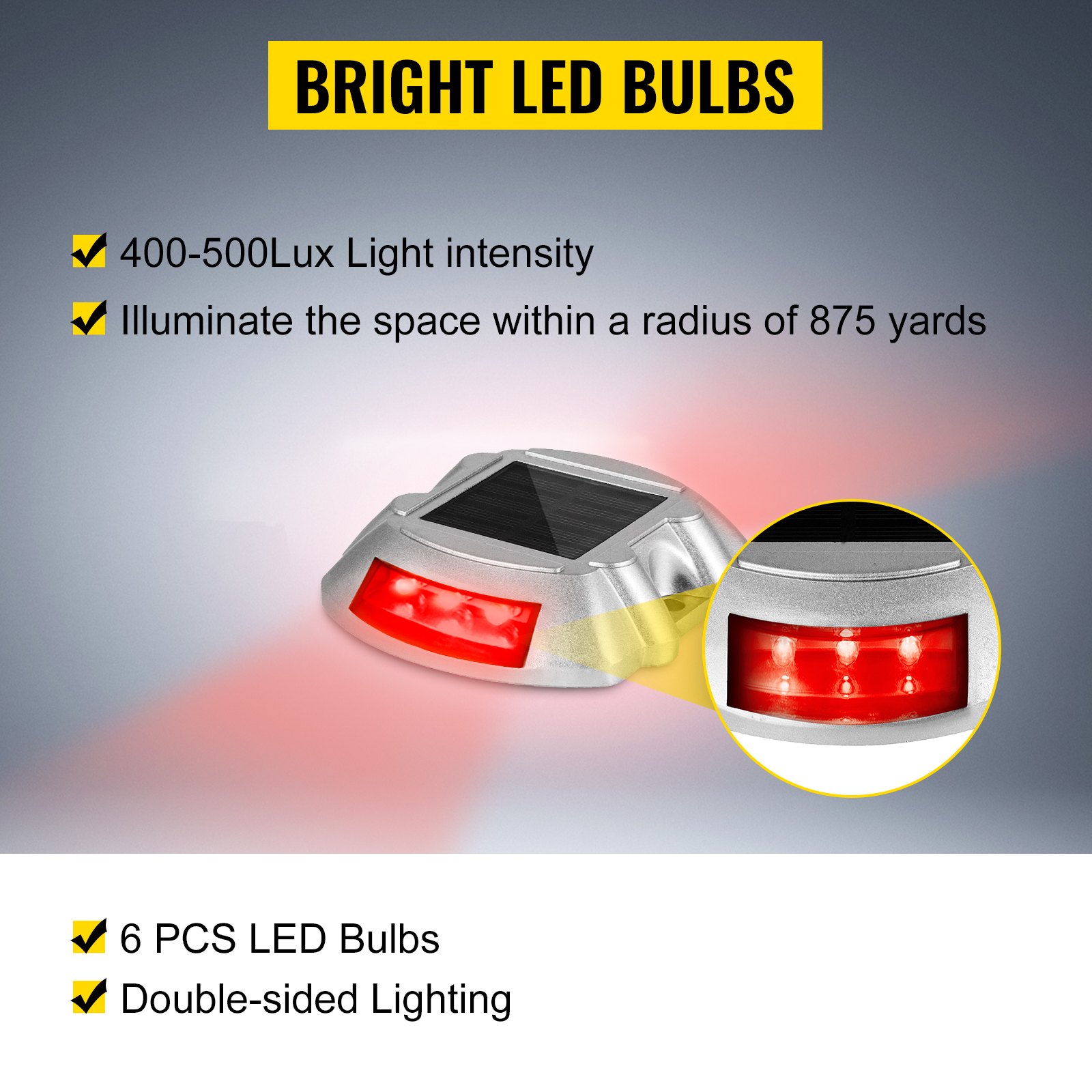 4-Pack Solar Driveway Lights Power LED Lamp Road Stud Path Step Dock Outdoor Red