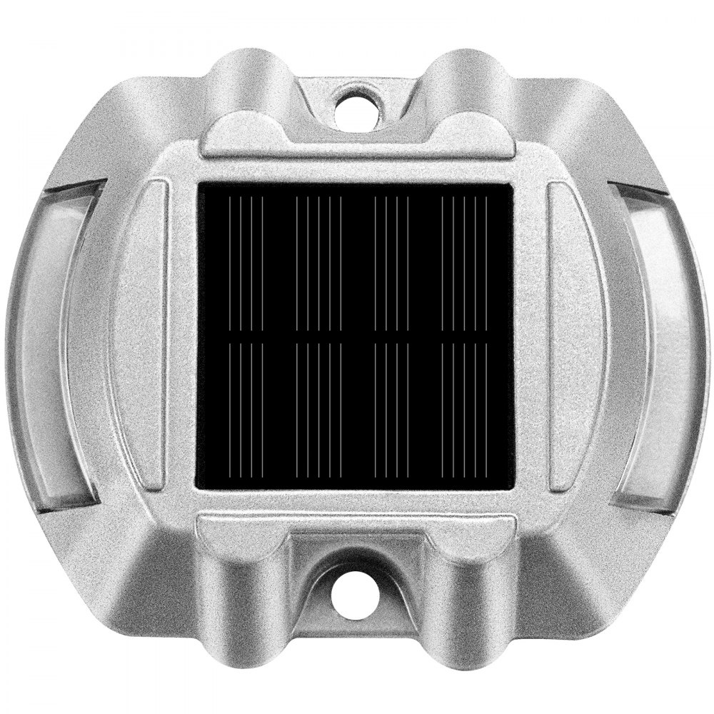 VEVOR Luces de entrada, paquete de 4 luces solares para entrada, color blanco brillante con tornillo, luces solares para cubierta, luces de muelle inalámbricas impermeables para exteriores, 6 LED para advertencia de camino, pasarela de jardín, escalones de acera