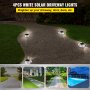 VEVOR Lot de 4 lampes solaires pour allée - Blanc brillant avec vis - Lampes solaires d'extérieur étanches sans fil - 6 LED pour avertissement de chemin, allée de jardin, marches de trottoir