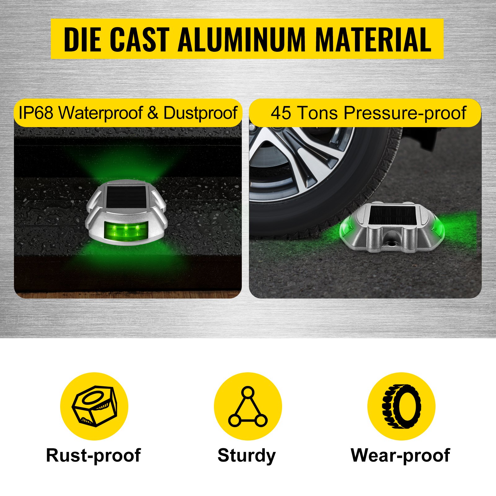 VEVOR 8-Pack Solar Driveway Light LED Road Markers Green for Garden Pathway