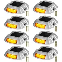 Vevor Driveway Lights, 8-Pack Solar Driveway Lights with Switch Button, Solar Deck Lights Waterproof, Wireless Dock Lights 6 LEDs for Path Warning Garden Walkway Sidewalk Steps, LED Bright Orange