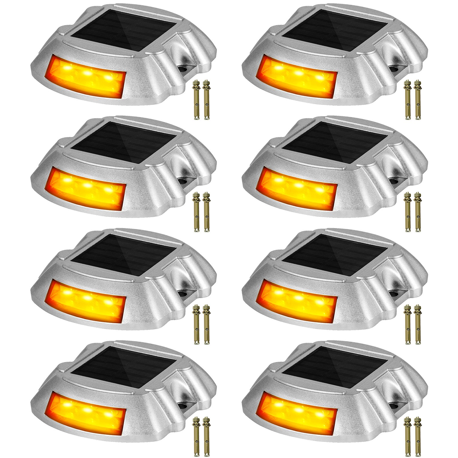 Driveway Lights, Solar Driveway Lights 8-Pack Dock lights with Switch, in Orange