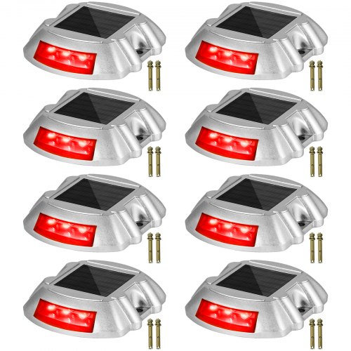 Driveway Lights, Solar Driveway Lights 8-Pack Dock lights with Switch Button Red