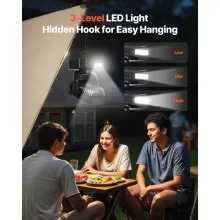 10400mAh Solar Fan Camping Fan with Solar Panel LED Lantern 7W 8 Inch