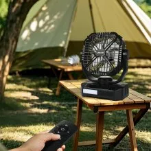 10400mAh Solar Fan Camping Fan with Solar Panel LED Lantern 7W 8 Inch