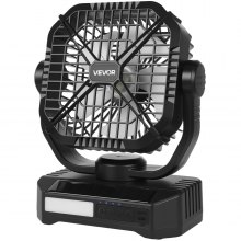 10400mAh Solar Fan Camping Fan with Solar Panel LED Lantern 7W 8 Inch