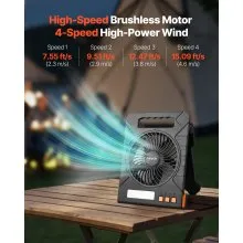 10000mAh Rechargeable Solar Fan LED Lantern 7 Inch Portable Cordless 4W