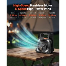 20000mAh Rechargeable Solar Fan LED Lantern 8 Inch Portable Cordless 7W