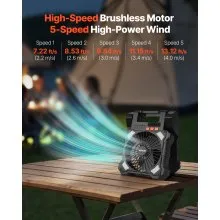 20000mAh Rechargeable Solar Fan LED Lantern 8 Inch Portable Cordless 7W