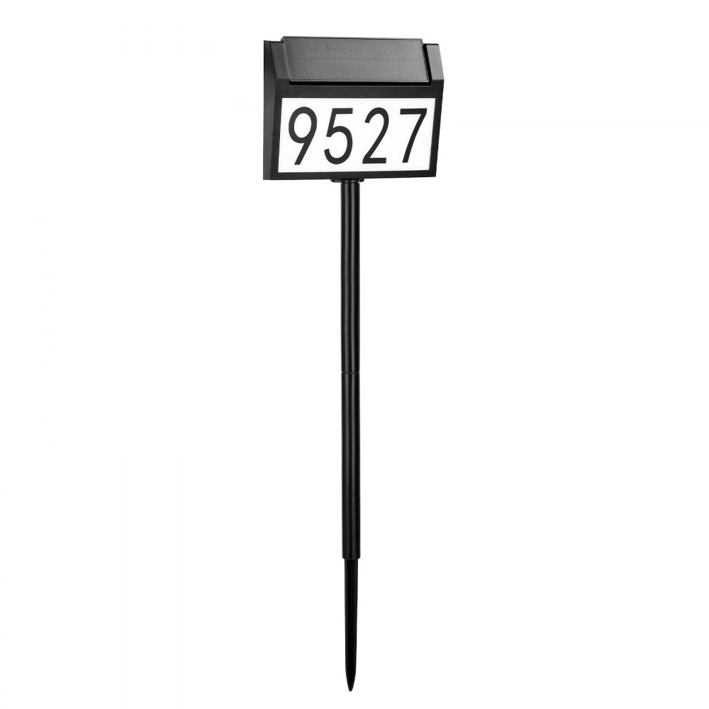 VEVOR Solar Address Sign, 3 Colors House Numbers for Outsides, Waterproof Illuminated LED Address Plaques with Stakes, Wall-Mounted or Floor-Plugged Home Number Sign for Outdoor Yard Garden Street