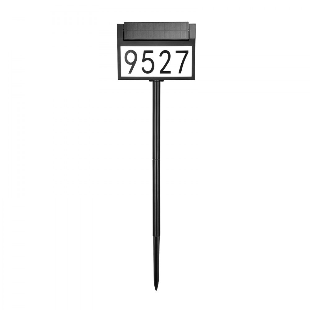 VEVOR Solar Address Sign, 3 Colors House Numbers for Outsides, Waterproof Illuminated LED Address Plaques with Stakes, Wall-Mounted or Floor-Plugged Home Number Sign for Outdoor Yard Garden Street
