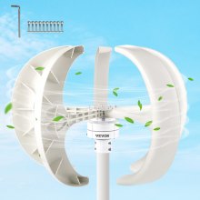 VEVOR Wind Turbine 400W 12V Wind Turbine Generator White Lantern Vertical Wind Generator 5 Leaves Wind Turbine Kit with Controller No Pole (400W 12V, White)