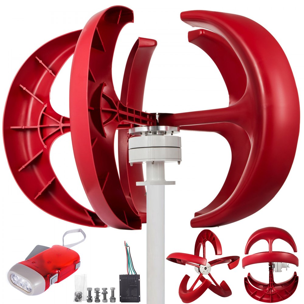 Wind Turbine Generator 600W 24V W/Charge Controller Solar Power Lanterns Red