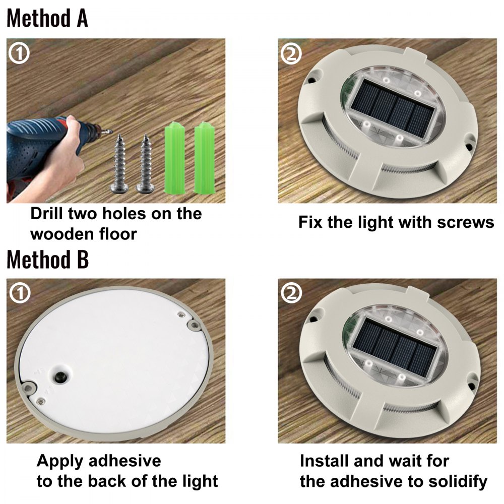 VEVOR Driveway Lights 12-Pack, Solar Driveway Lights Bright White, Solar Deck Lights IP68 Waterproof for Step Sidewalk Garden Ground Pathway Yard