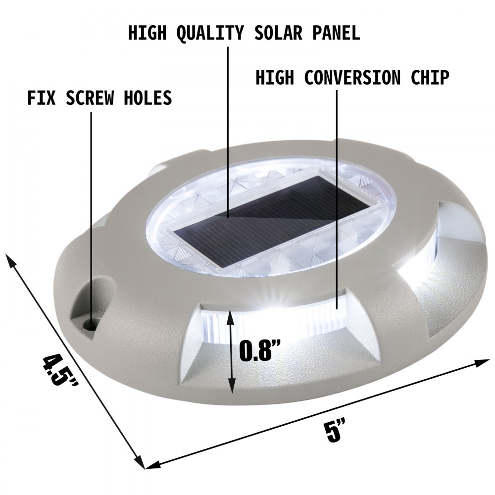 VEVOR Driveway Lights 12-Pack, Solar Driveway Lights Bright White, Solar Deck Lights IP68 Waterproof for Step Sidewalk Garden Ground Pathway Yard