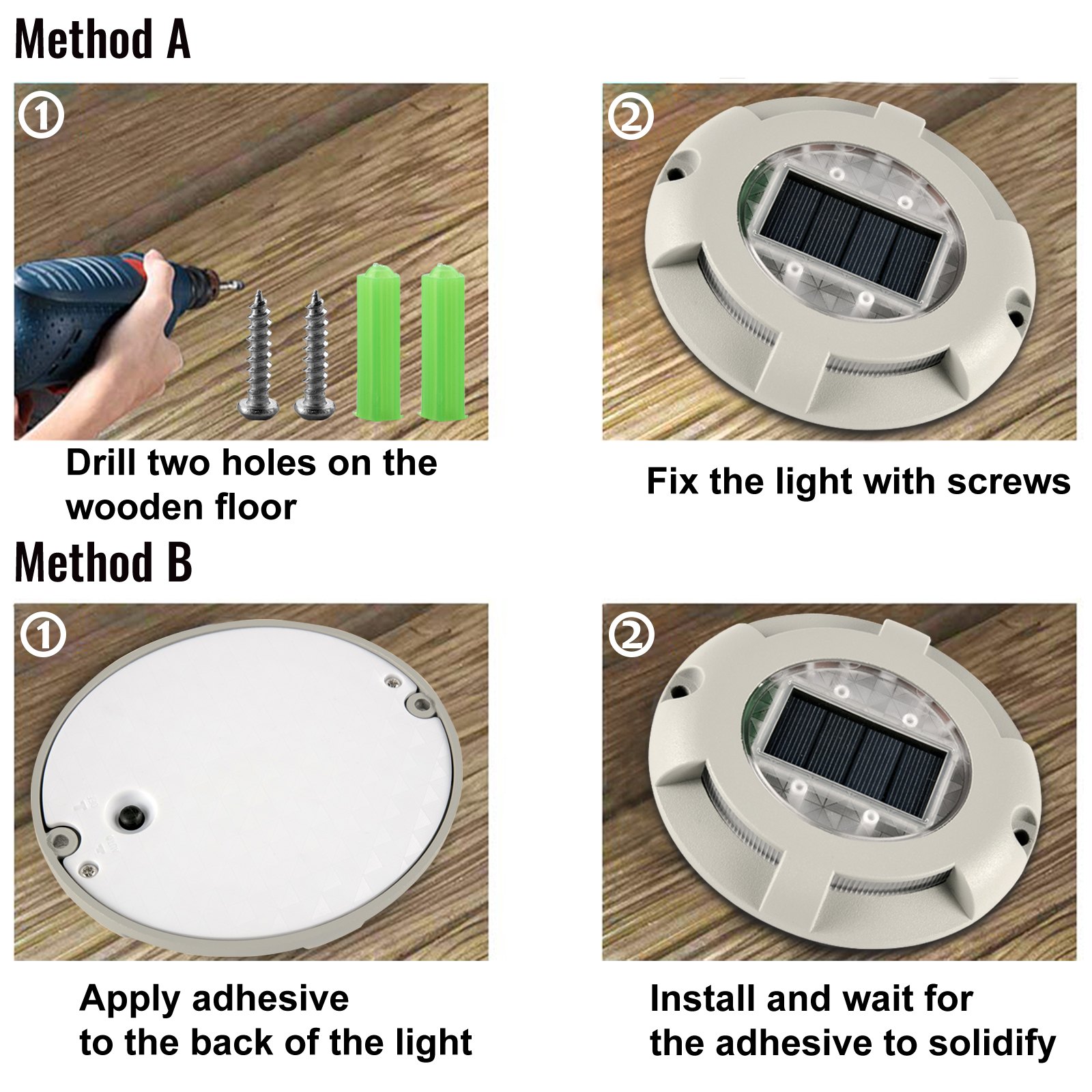 VEVOR Driveway Lights 12-Pack, Solar Driveway Lights Bright White, Solar Deck Lights IP68 Waterproof for Step Sidewalk Garden Ground Pathway Yard