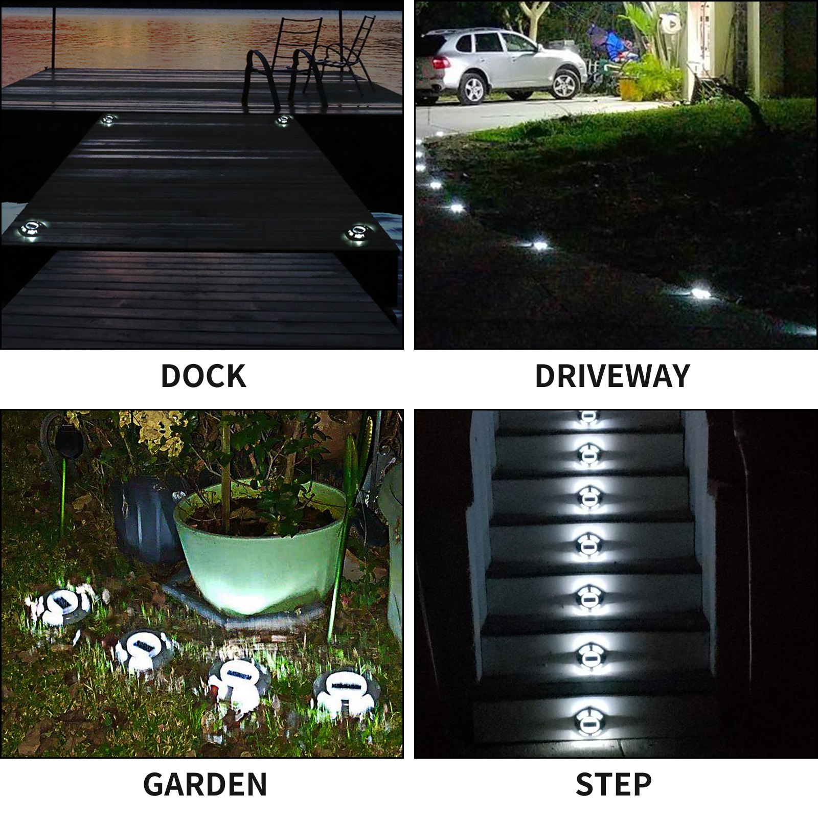 VEVOR Driveway Lights 12-Pack, Solar Driveway Lights Bright White, Solar Deck Lights IP68 Waterproof for Step Sidewalk Garden Ground Pathway Yard