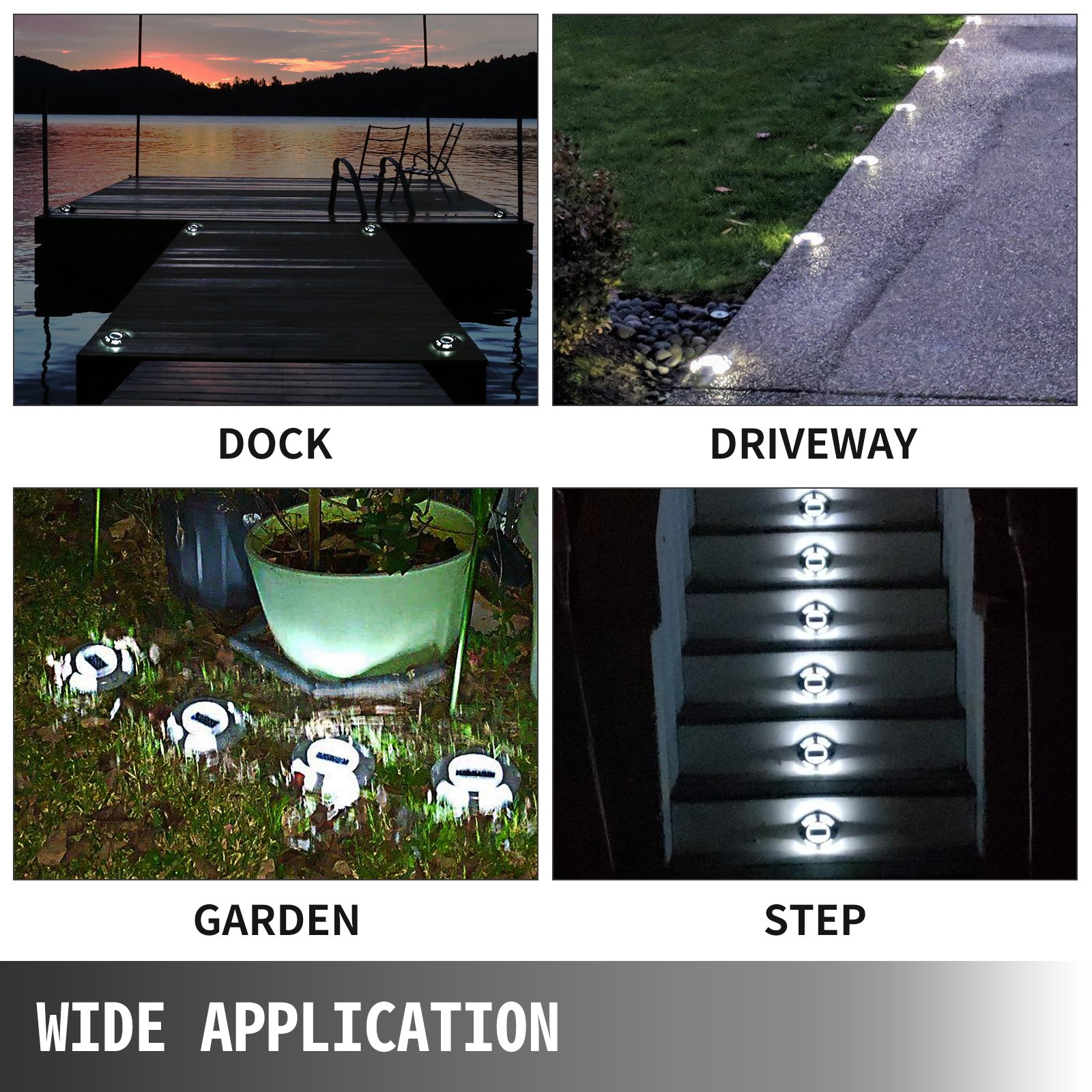 Solar Deck Lights Driveway Lights Solar Deck Light Led 4 Pack for Sidewalk White