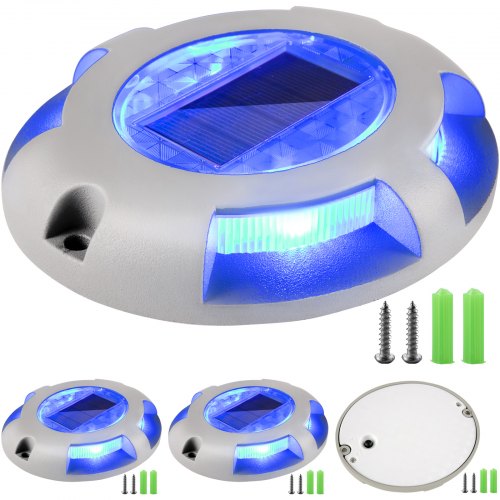 Solar Deck Lights Driveway Outdoor Pathway Light Led 4pcs for Sidewalk, Blue