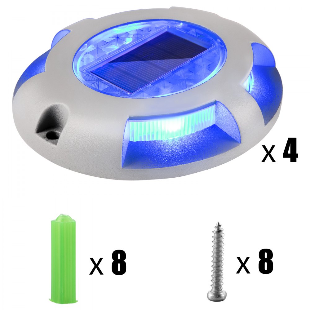 La cubierta solar enciende la luz del camino al aire libre de la calzada llevada 4pcs para la acera, azul