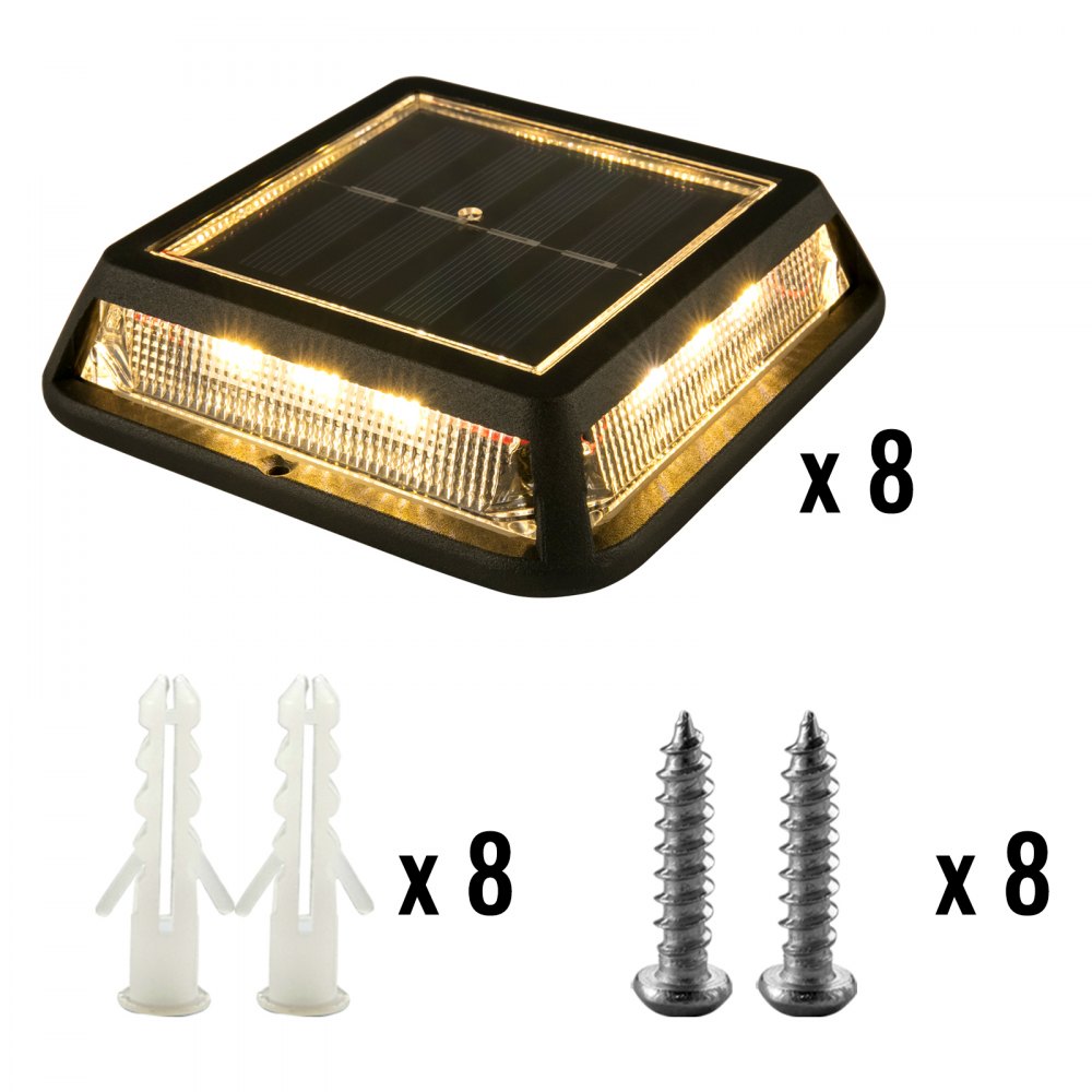 Solar Deck Lights Driveway Lights 8 Pcs Pathway Step Lights, Dock Solarlights