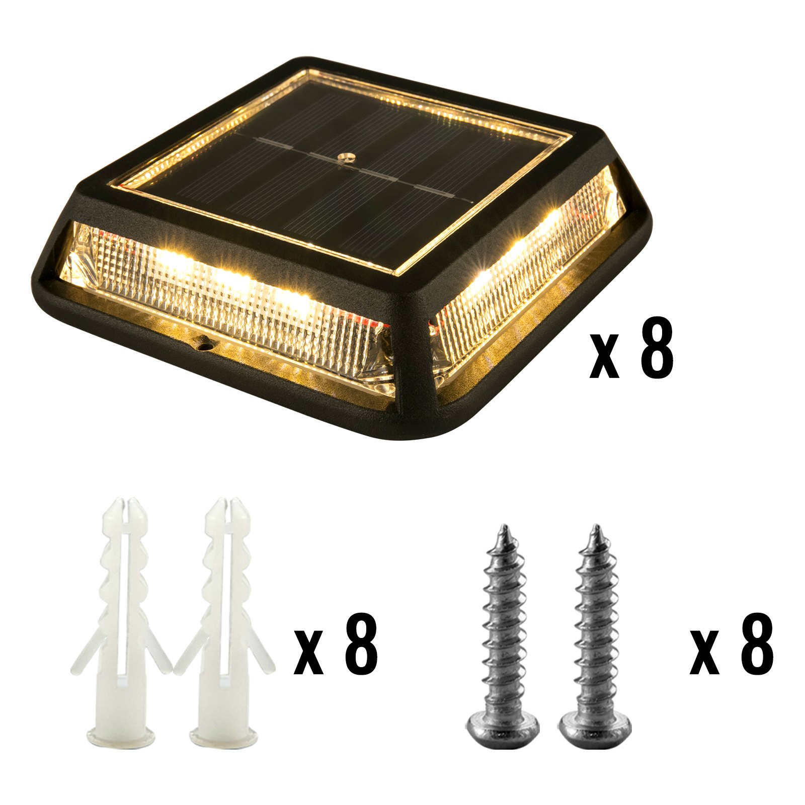 Solar Deck Lights Driveway Lights 8 Pcs Pathway Step Lights, Dock Solarlights