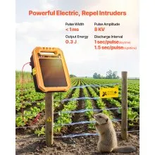 0.3J Solar Fence Charger 1.86 Miles Range Electric Fence Energizer for Livestock