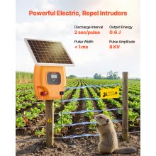 0.3J 8kV Solar Fence Charger 1.86 Miles Electric Fence Energizer for Livestock