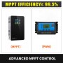 50A MPPT Solar Charge Controller 12V/24V/36V/48V LCD Display Touch Screen