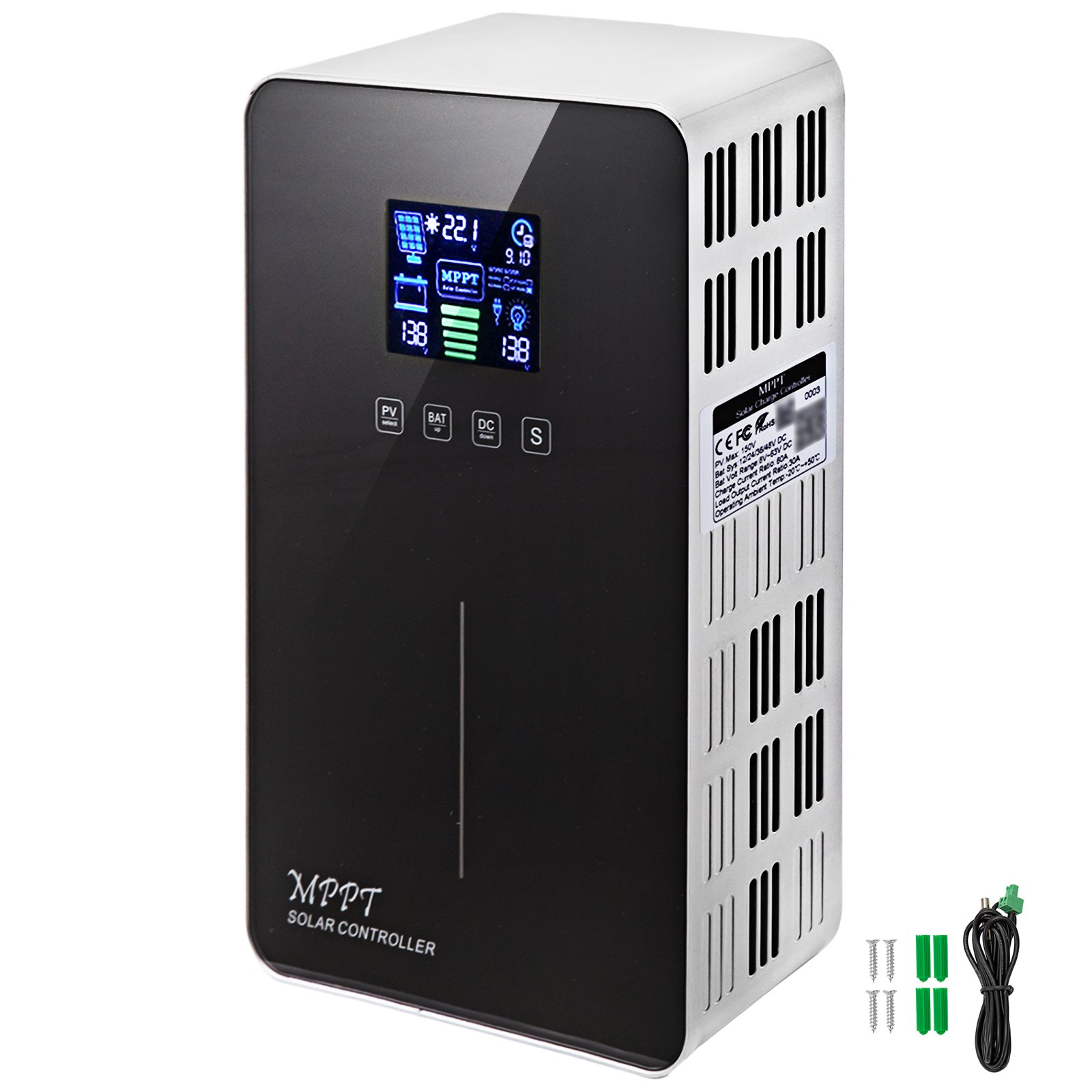 Vevor 60a Mppt Solar Charge Controller Battery 12v 24v 48v Dc Touch Screen