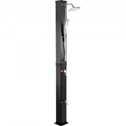 VEVOR Solar Heated Shower, 10.6Gal Outdoor Solar Shower Black, 7FT Pool Shower Temperature Adjustable, 2-Section w/360 Degree Shower Tap, Handheld Showerhead & Foot Faucet for Backyard, Beach, Pool