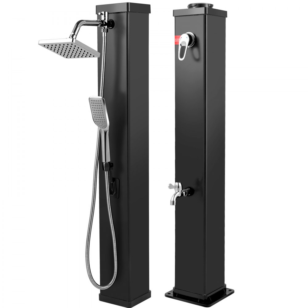 VEVOR Solar Heated Shower, 10.6Gal Outdoor Solar Shower, 7FT Pool Shower Temperature Adjustable, 2-Section with 360 Degree Shower Tap, Handheld Showerhead & Foot Faucet for Backyard, Beach, Poolside S
