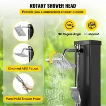 VEVOR Solar Heated Shower, 10.6Gal Outdoor Solar Shower, 7FT Pool Shower Temperature Adjustable, 2-Section w/360 Degree Shower Tap, Handheld Showerhead & Foot Faucet for Backyard, Beach, Poolside Spa