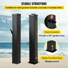 VEVOR Solar Heated Shower, 10.6Gal Outdoor Solar Shower, 7FT Pool Shower Temperature Adjustable, 2-Section w/360 Degree Shower Tap, Handheld Showerhead & Foot Faucet for Backyard, Beach, Poolside Spa