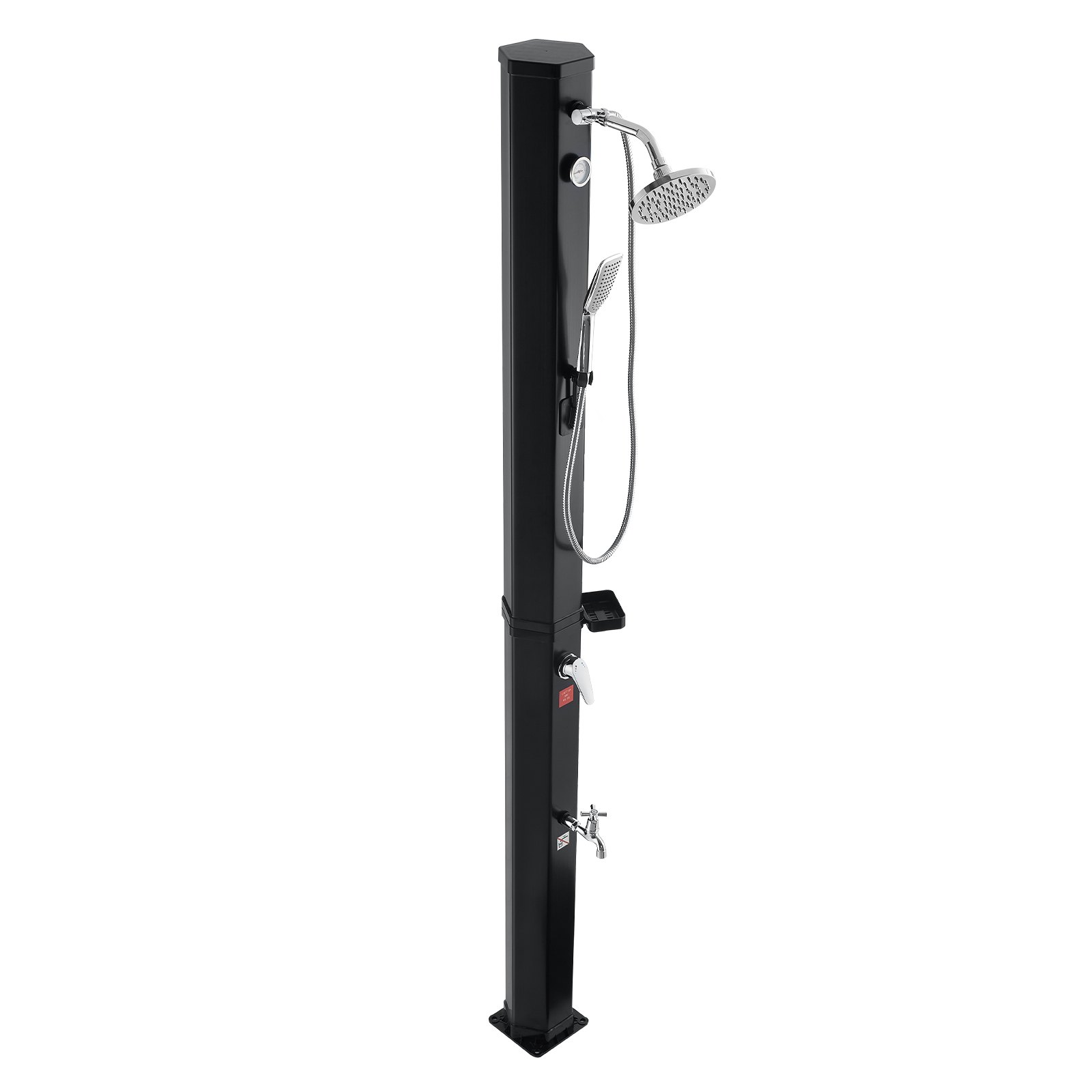 VEVOR 40L Solar Heated Shower, 205cm Showerhead Height Outdoor Shower, with Handheld & Foot Faucet, Hot & Cold Water Adjustment, Freestanding for Backyard Poolside Beach Pool, Black