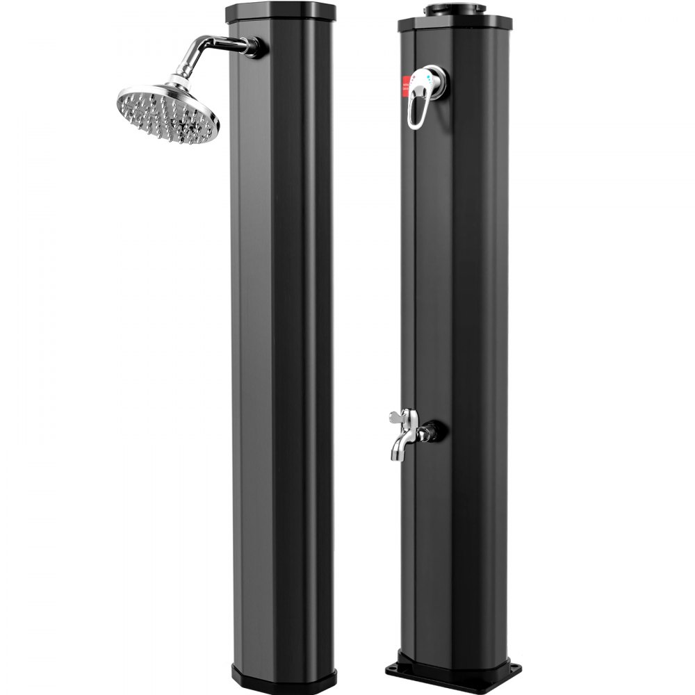 VEVOR Solar Heated Shower, 9.2Gal Outdoor Solar Shower, 7FT Solar Heated Poolside Shower Temperature Adjustable, 2-Section w/360 Degree Shower Head & Foot Shower Tap for Backyard, Beach, Outdoor Pool