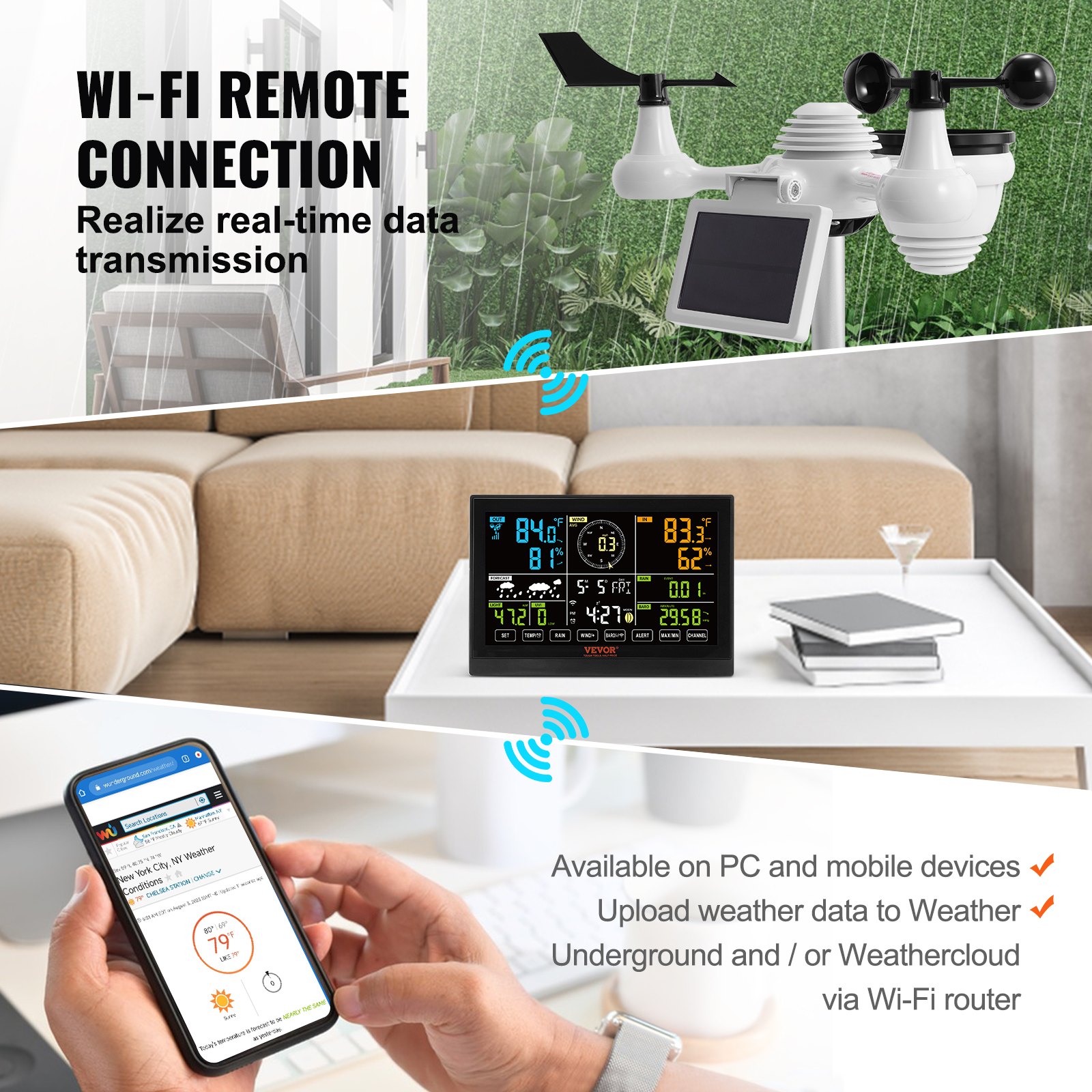 VEVOR 7-in-1 Wi-Fi időjárás állomás 40 ezer alatti áron 3 VEVOR 7-in-1 Wi-Fi időjárás állomás 40 ezer alatti áron 2