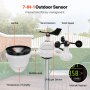 VEVOR 7-in-1 Wireless Weather Station, 7.5 in Large Color Display, Digital Home Weather Station Indoor Outdoor, for Temperature Humidity Wind Speed/Direction Rain UV, with Forecast Data, Alarm, Alerts NO WIFI