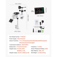 VEVOR 7-in-1 Wi-Fi Weather Station 7.5-Inch VA Display Wireless Outdoor Sensor